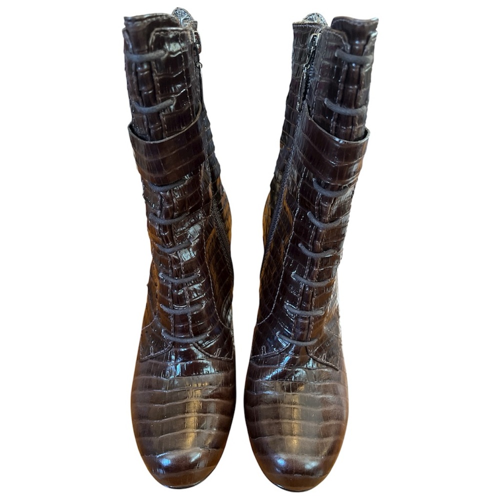 Talbots Brown Crocodile Pattern Upper Leather 4.5… - image 2